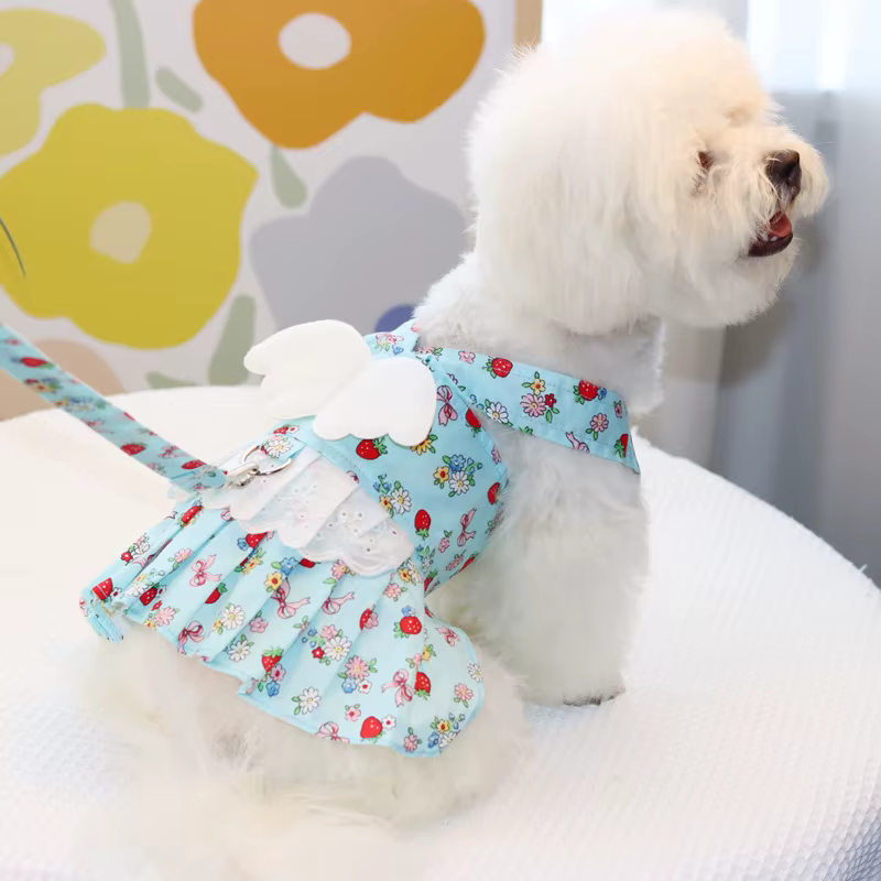 Arnés con falda floral y correa para perro – Chihuahua y Bichón - imagen 5