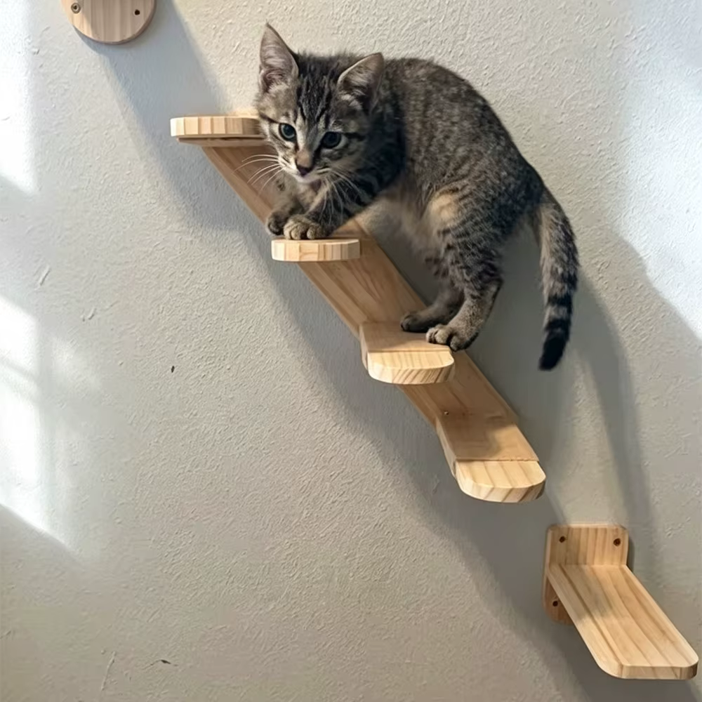 Torre para Gatos de Pared con Escalera, Hamaca y Rascador de Sisal