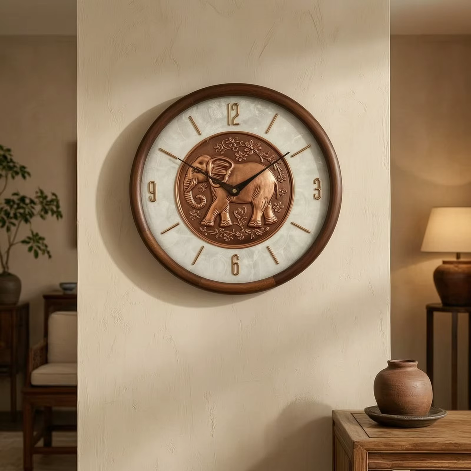 Reloj de pared vintage redondo en cobre – Decoración hogareña para el hogar - imagen 2