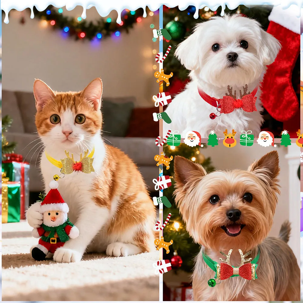 Pack de Lazos Navideños para Perros y Gatos con Campanas - imagen 4