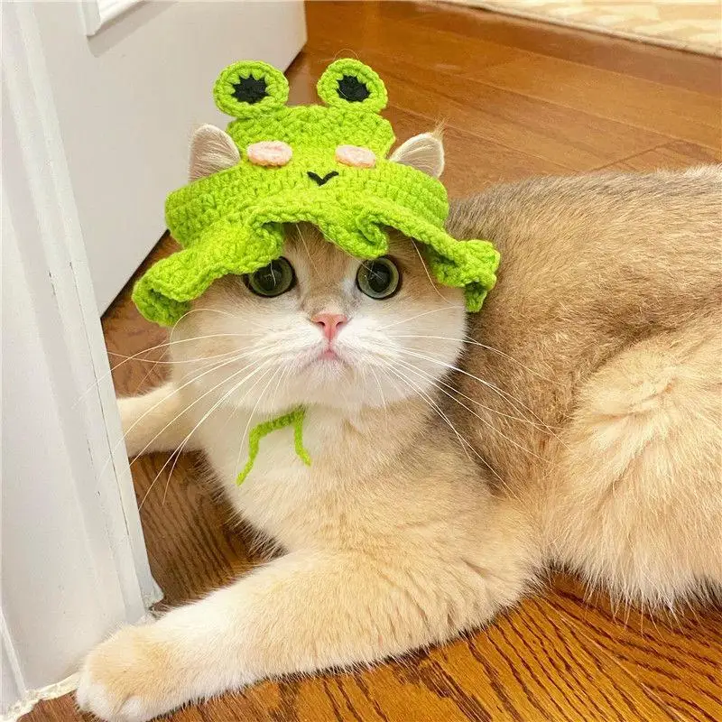 Gorro azul tejido para cachorro pequeño
