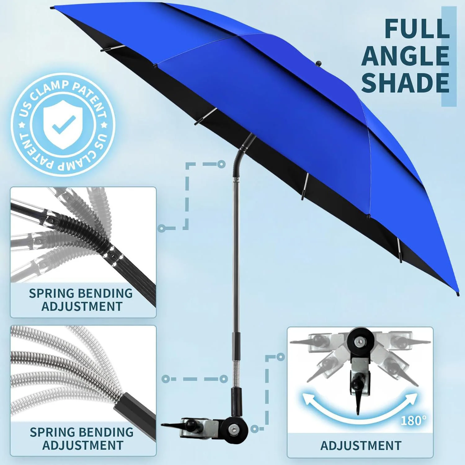 Sombrilla ajustable con abrazadera anti-UV para mascotas exterior