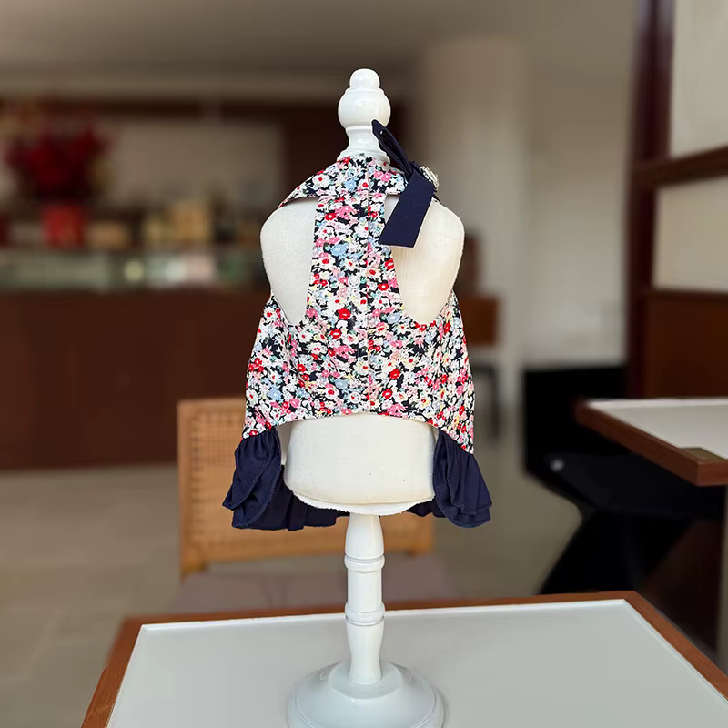 Vestido floral para perros pequeños – Estilo princesa con lazo para bodas - imagen 5