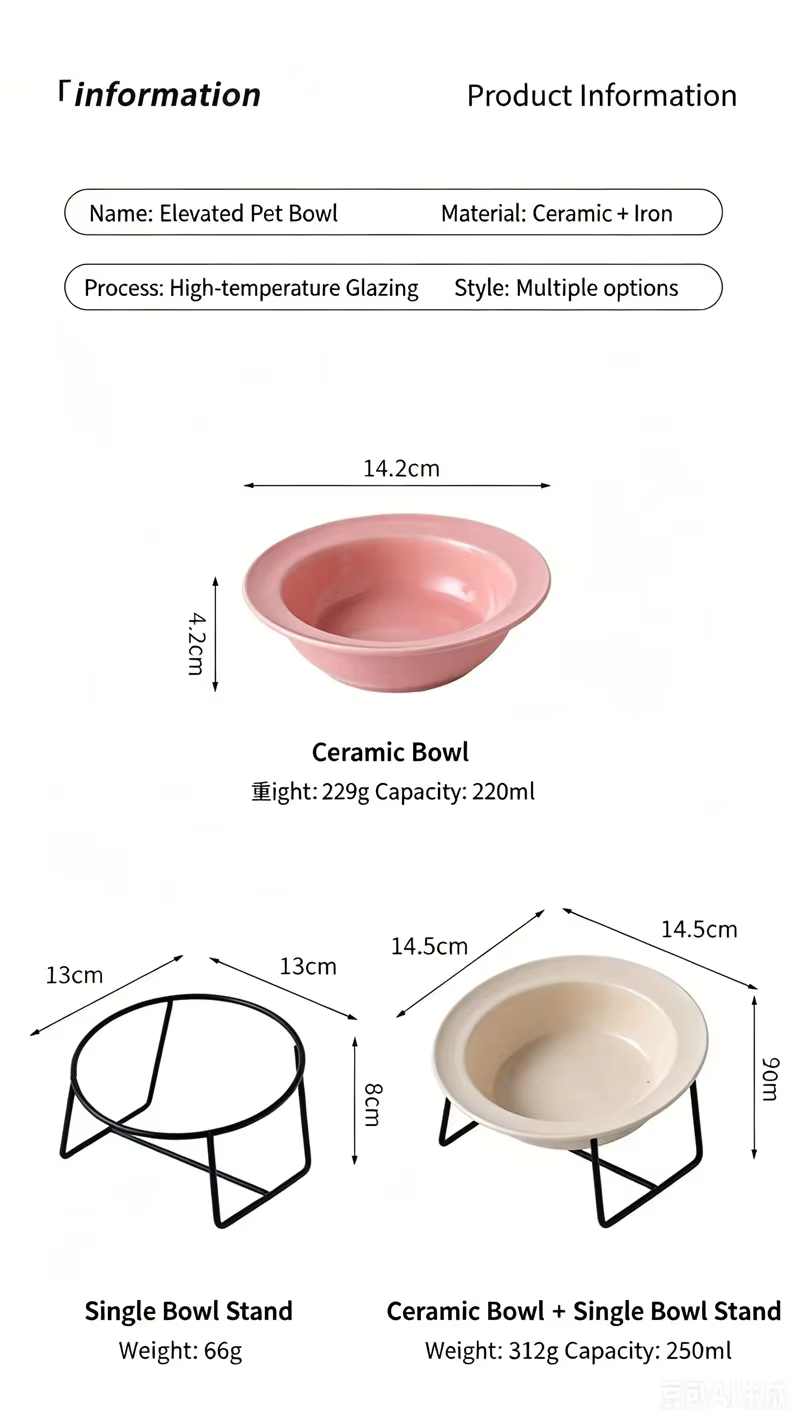 Tazones de cerámica extraíbles para comida y agua