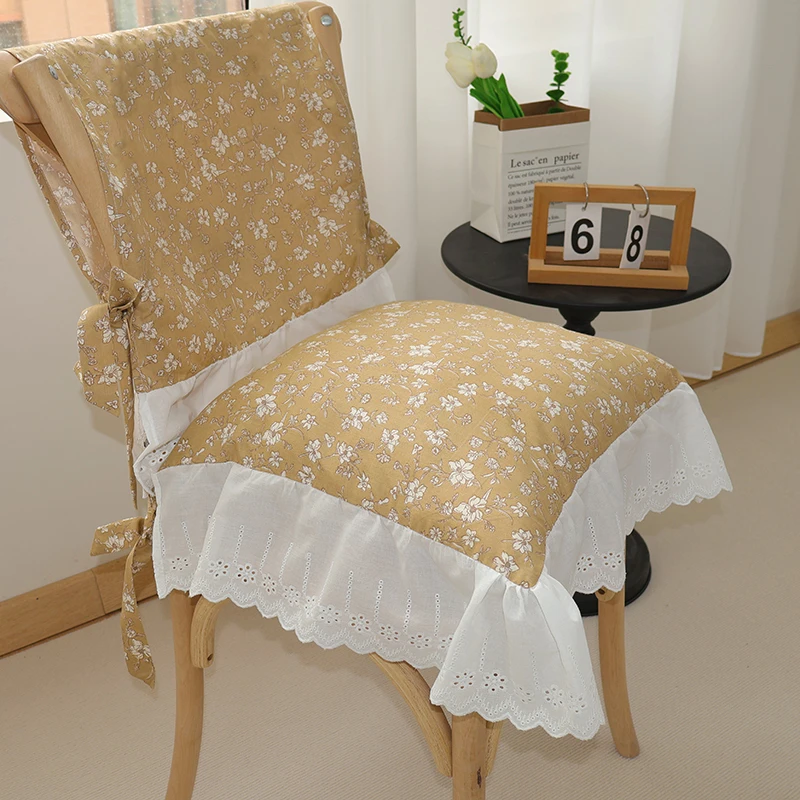 Funda de silla vintage con volantes y bordado floral para el hogar - imagen 3
