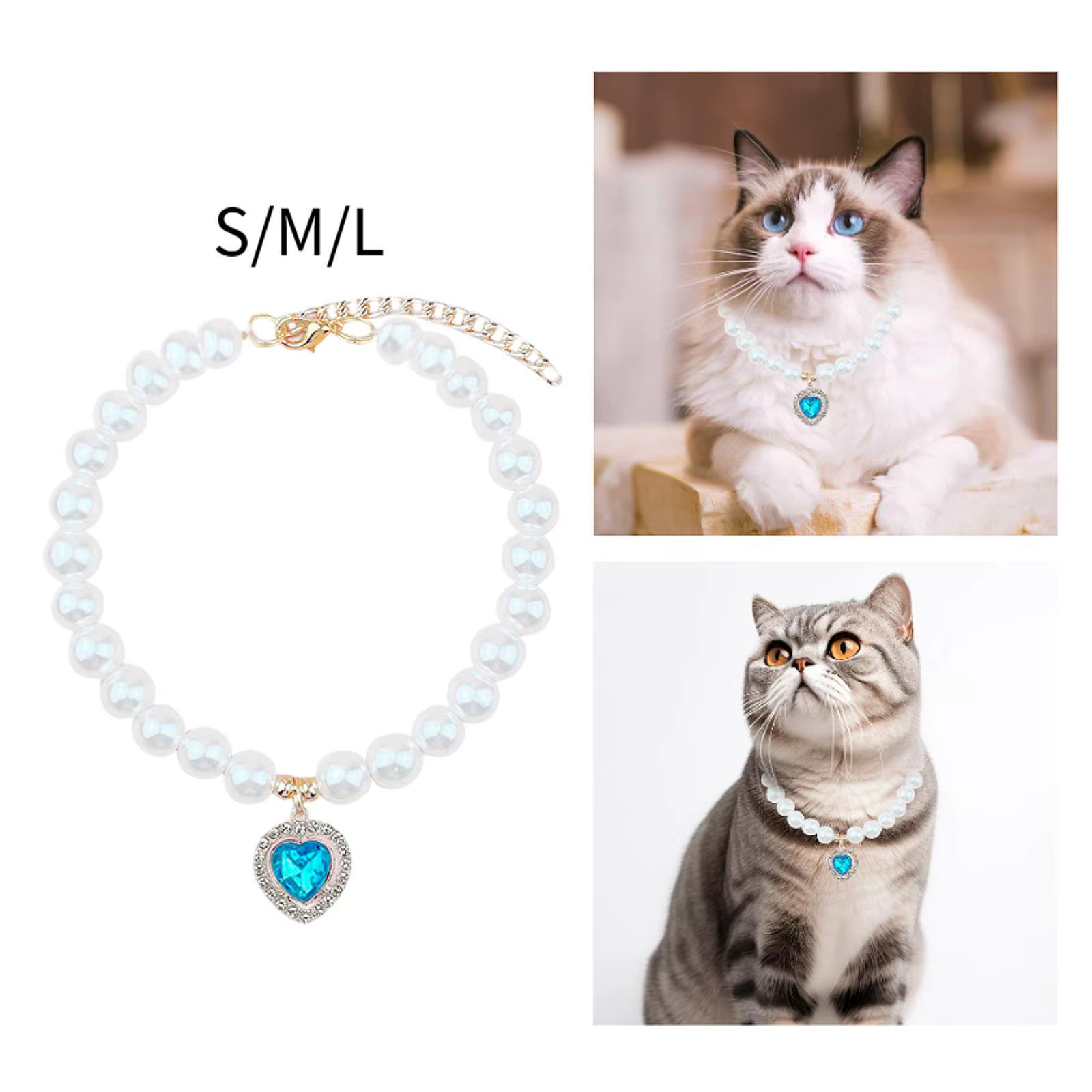 Collar de perlas ajustable para perros pequeños y gatos - imagen 4