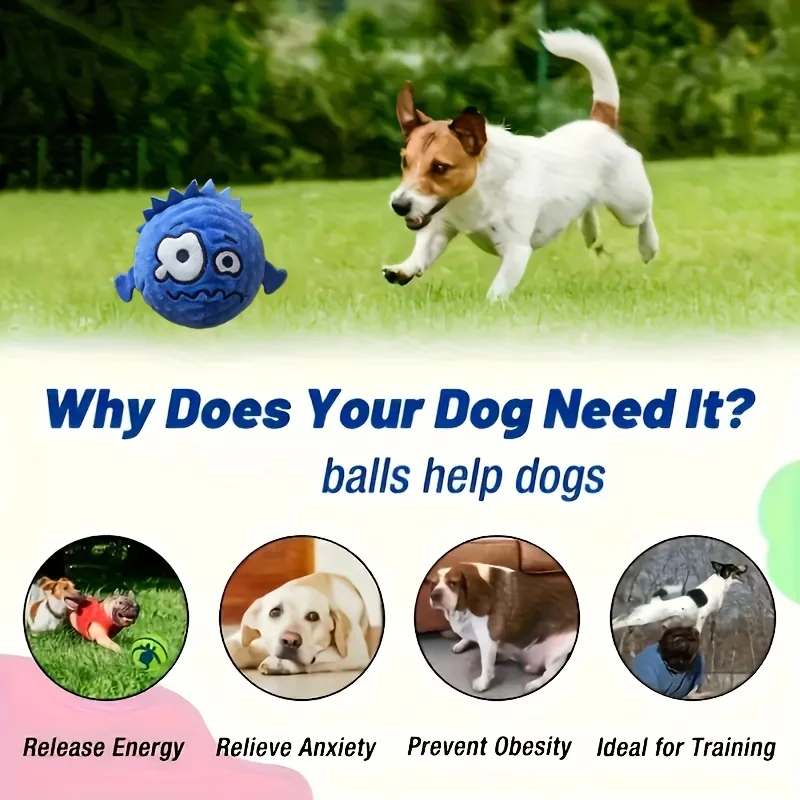 Pelota sonora para perros con diseño divertido y llamativo