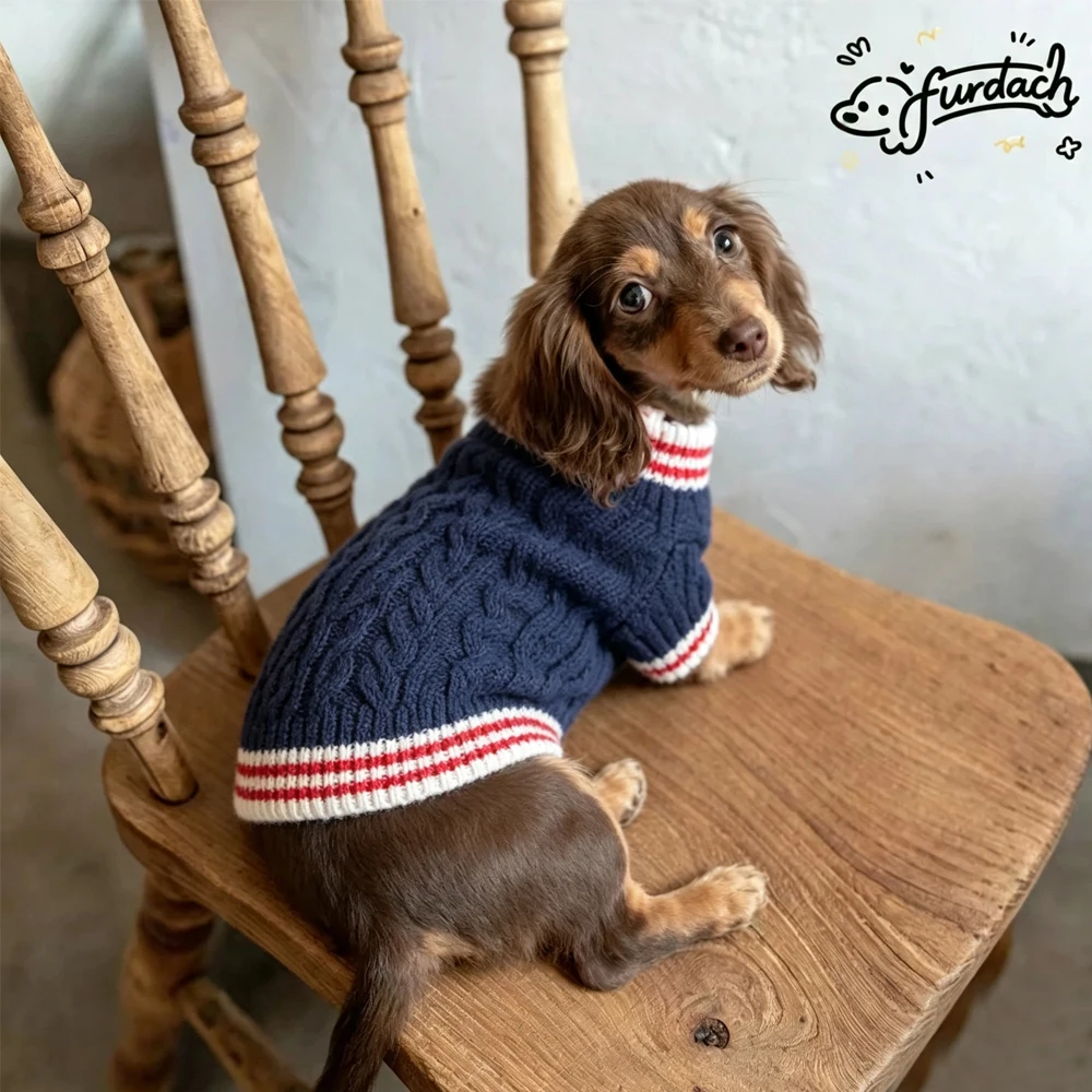 Suéter invierno tejido para perro salchicha patas cortas - imagen 2