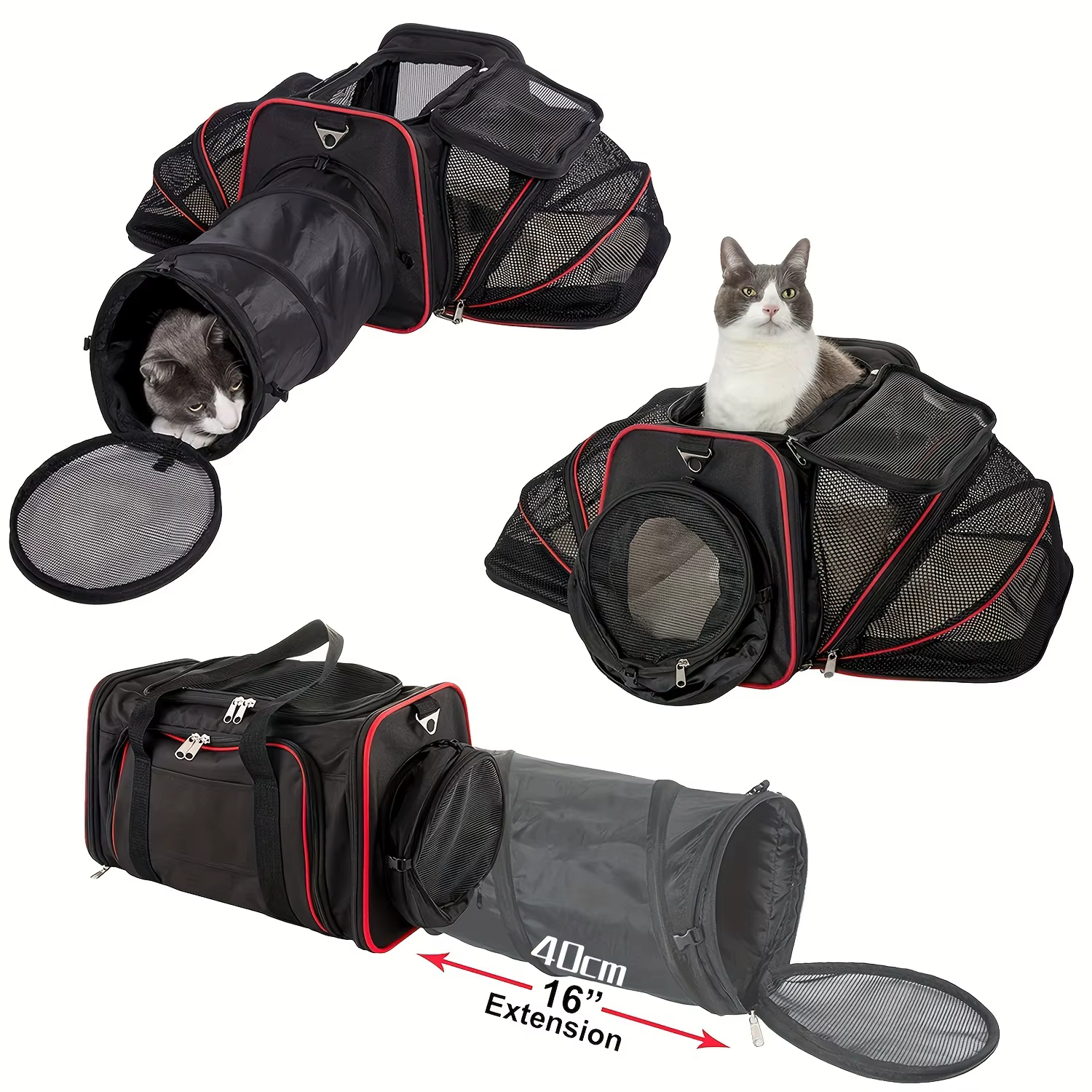 Transportadora expandible grande con felpa desmontable gatos y perros - imagen 3