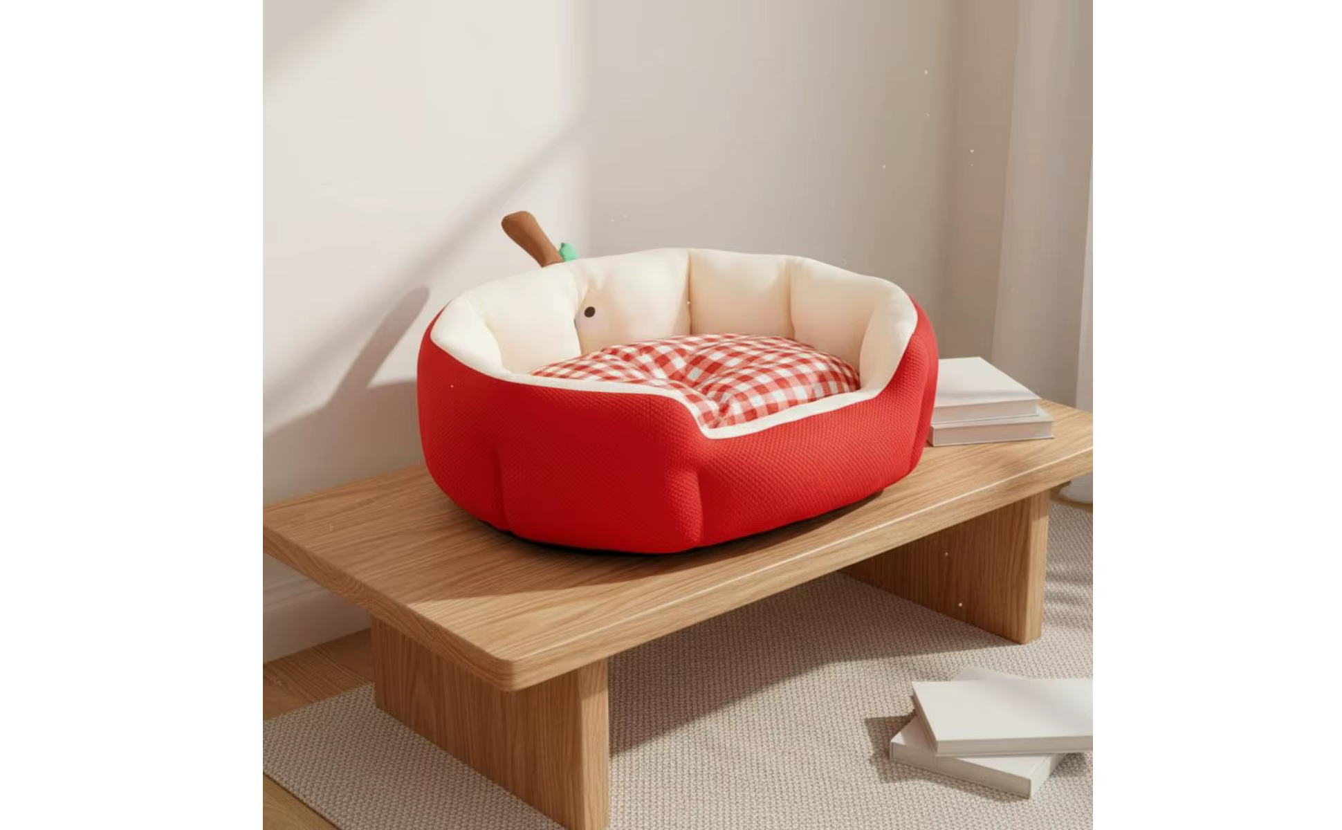 Cama de plátano para mascotas en un entorno doméstico