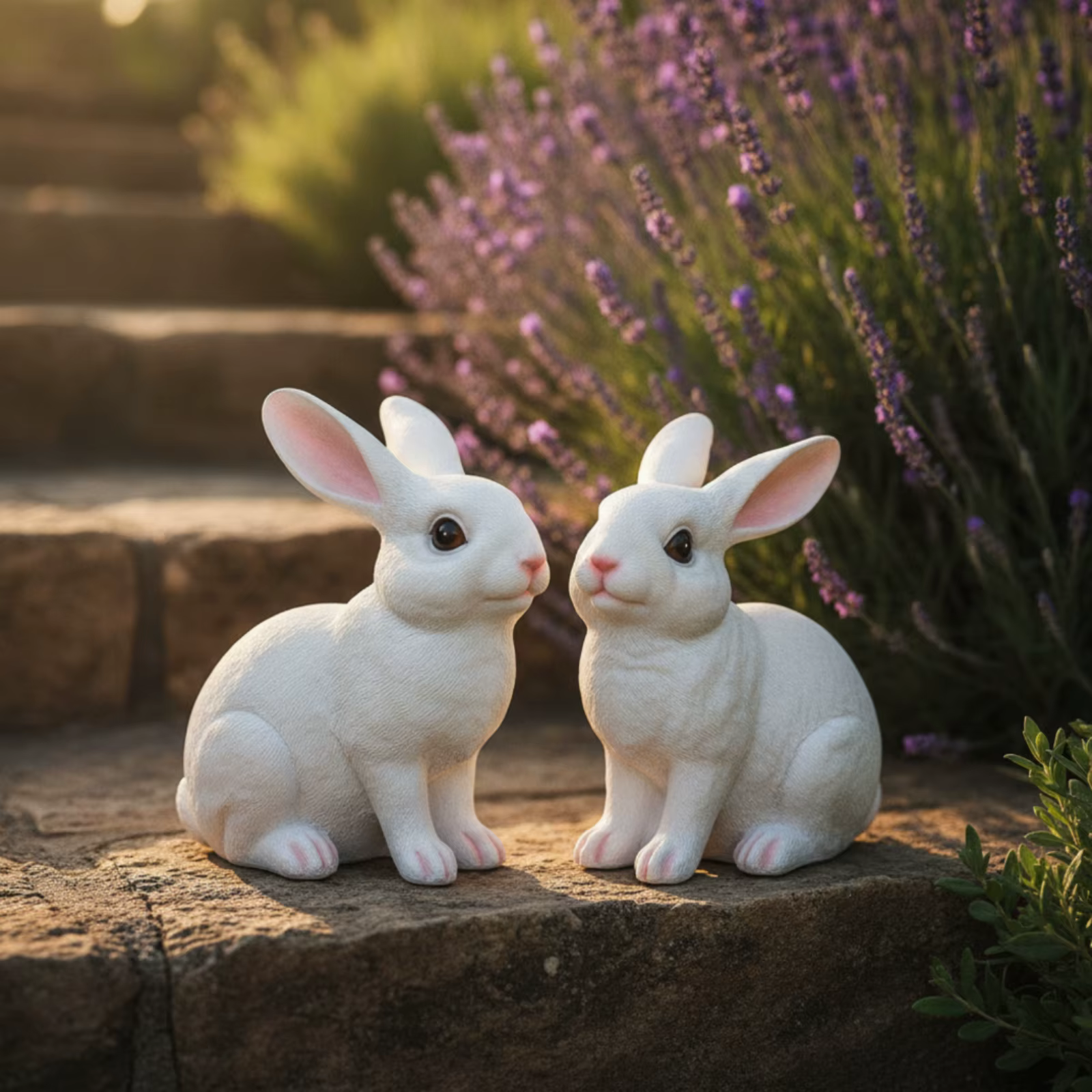 Decorativas Figuras de Conejos Blancos para Jardín y Hogar - imagen 2
