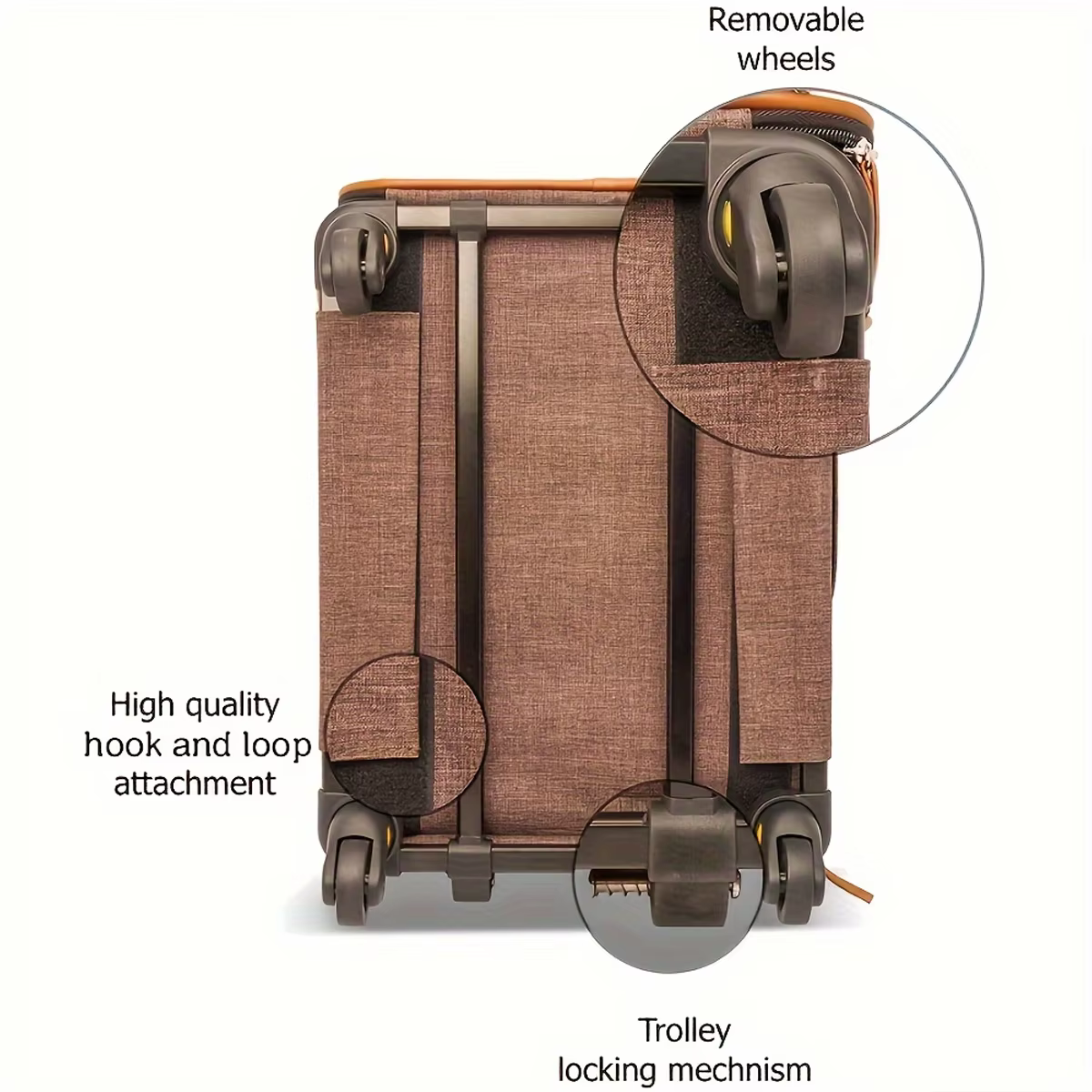 Transportín con ruedas y bolsa para perros y gatos pequeños - imagen 3