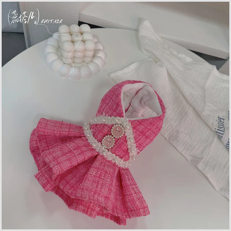 Vestido de princesa blanco y rosa para perro Yorkie