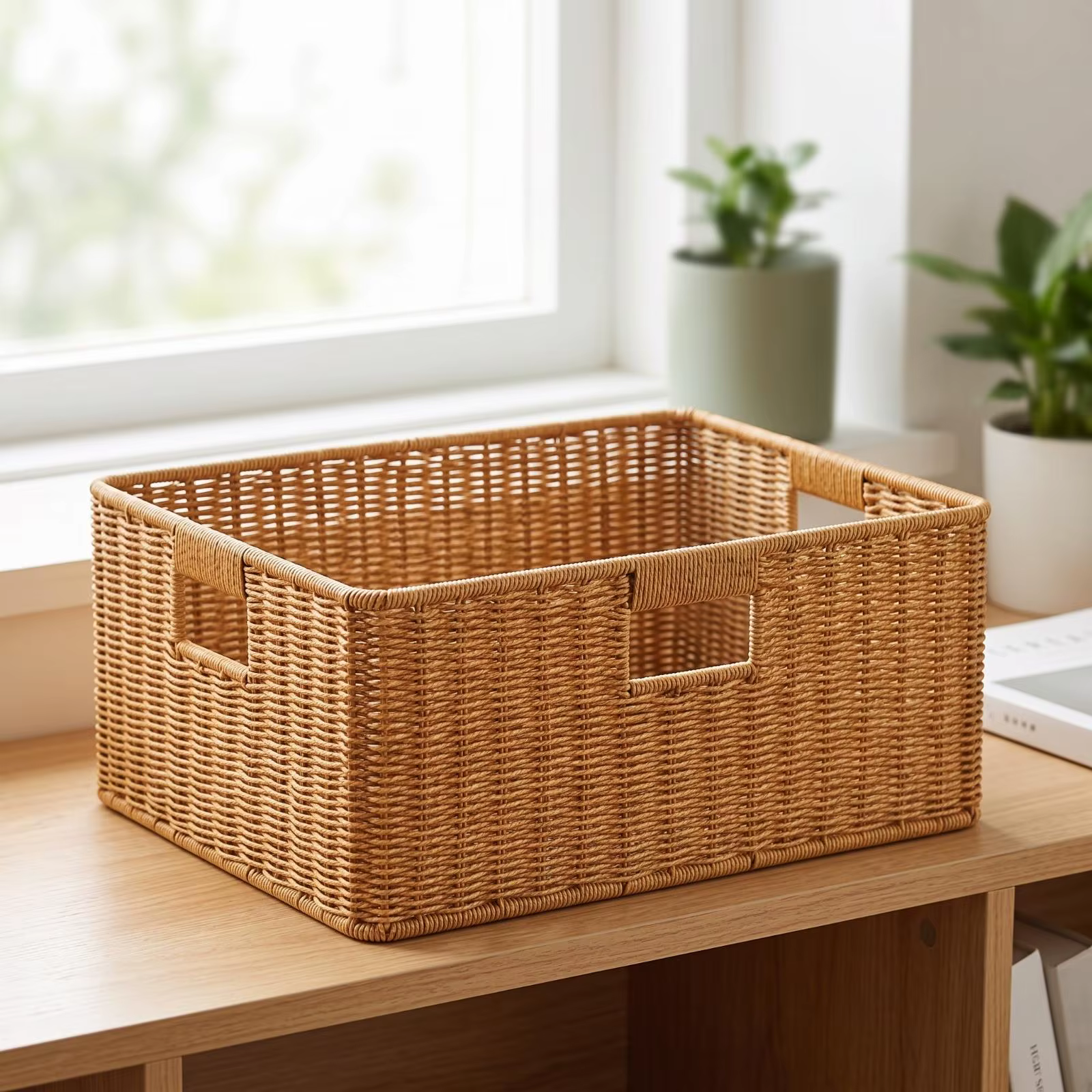 Cesta Tejida Apilable con Asas para Baño y Despensa - imagen 2