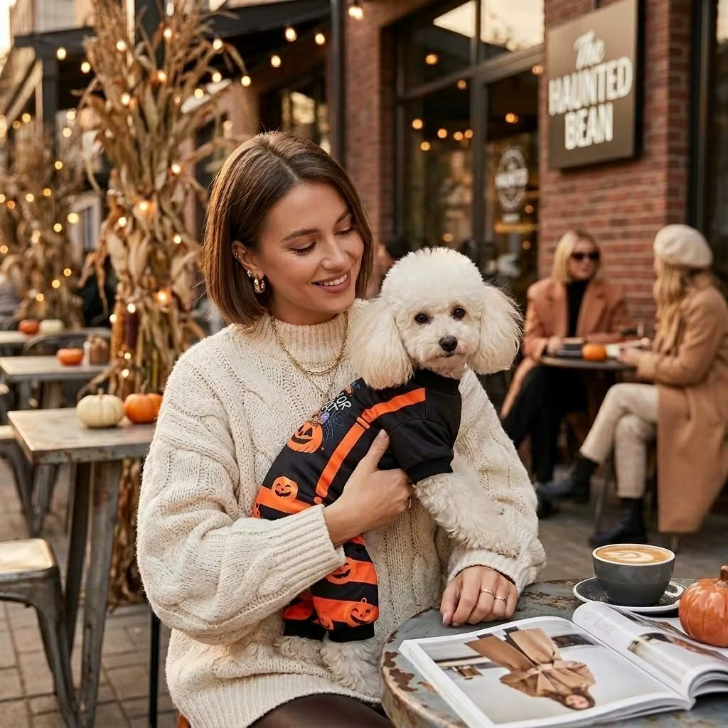 Pijama de Halloween para perro visto de lado