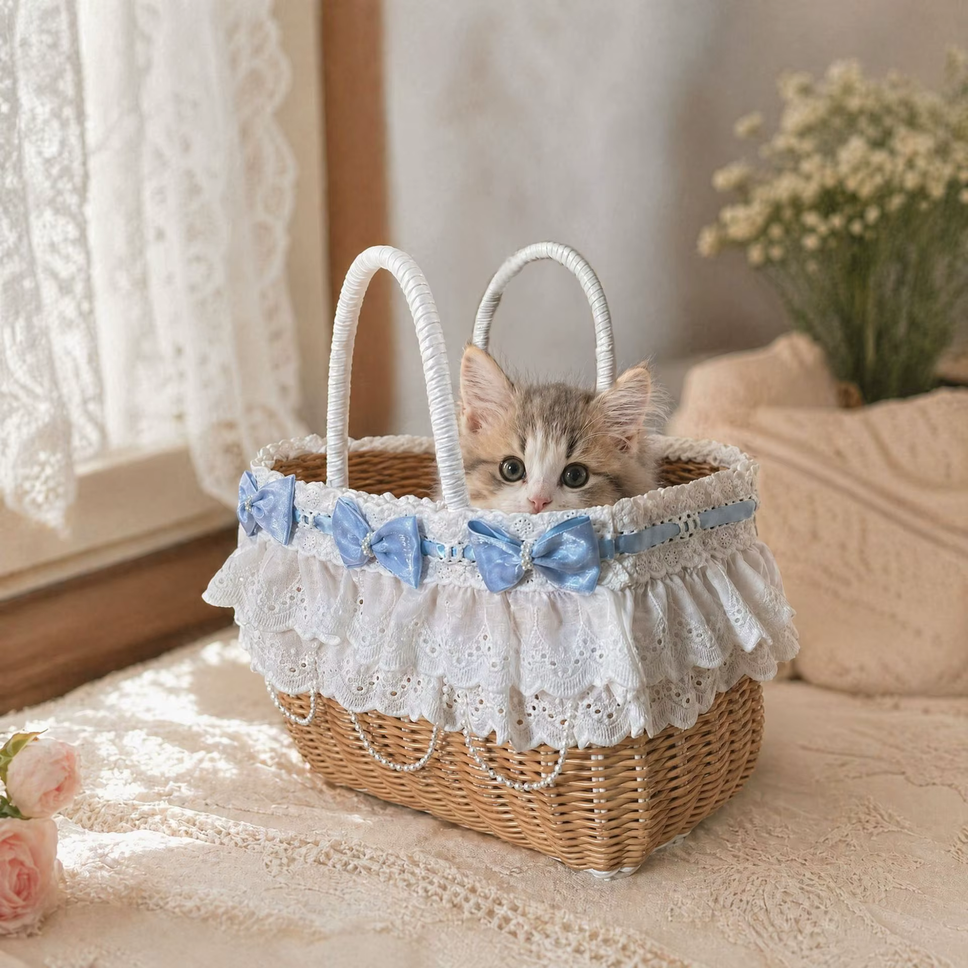 Bolsa de transporte con encaje para perros y gatos, tejido resistente - imagen 2