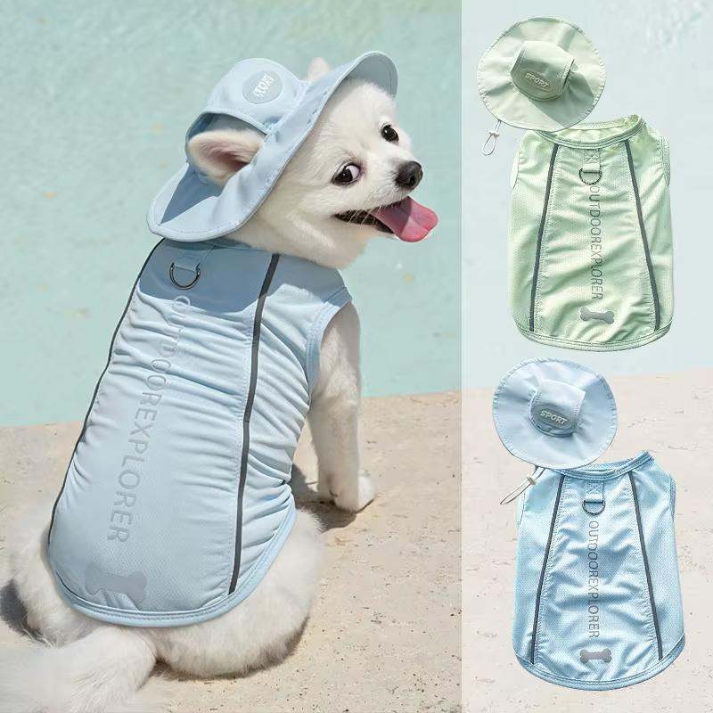 Chaleco perro verano azul y verde
