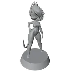 Estatua de personaje anime gris impresa en 3D para montar, sin pintar