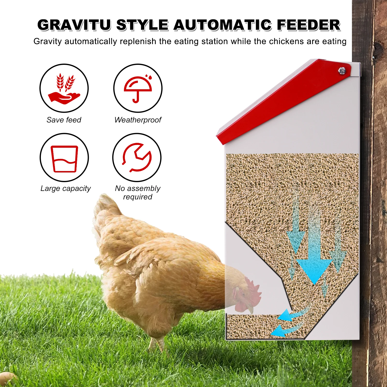 Comedero metálico para aves de corral – Antidesperdicio y resistente al exterior - imagen 4