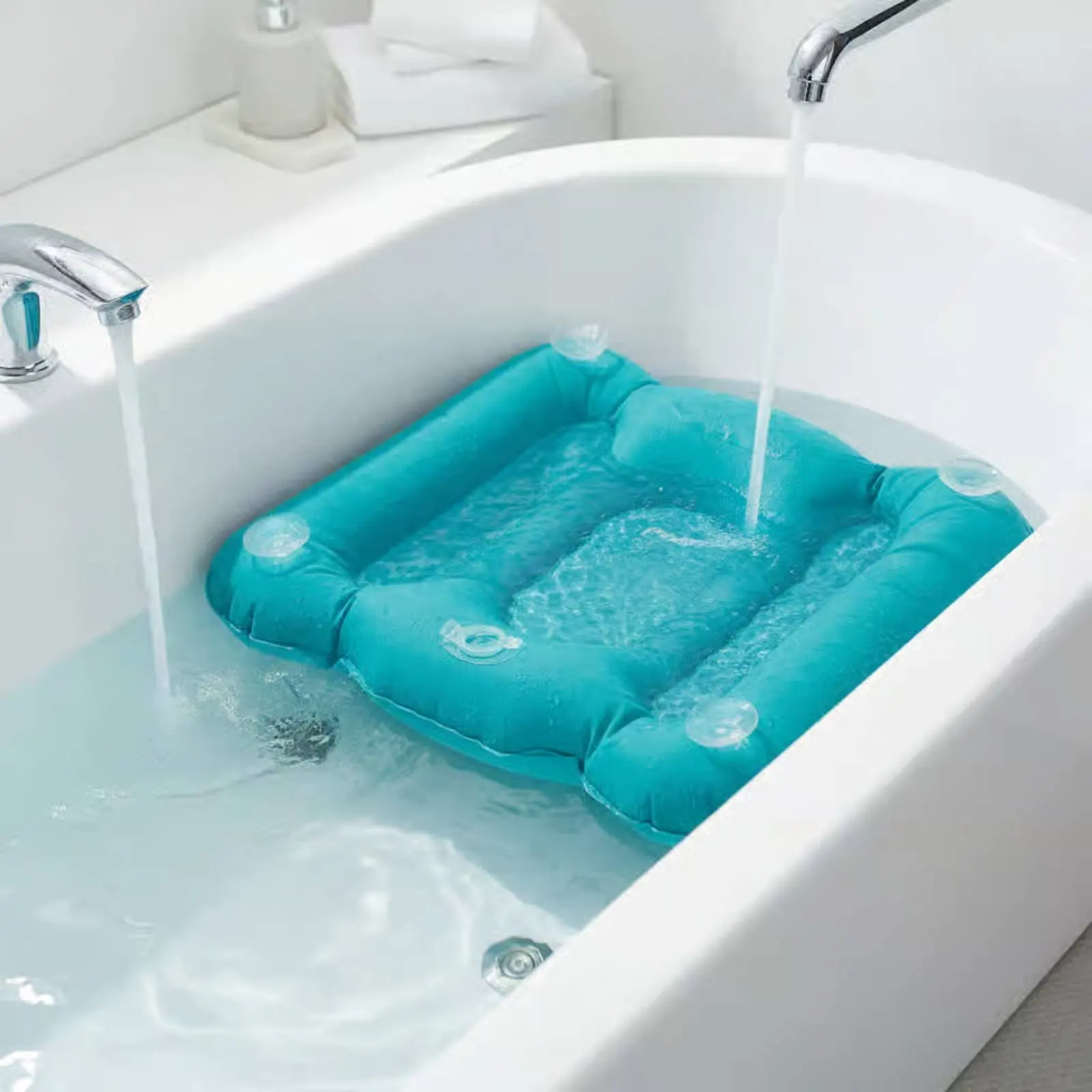 Almohadilla para bañera con succión: asiento inflable gatos y perros - imagen 3