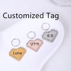 Placa Identificación Personalizada Perros y Gatos – Corazón Cristal Grabado