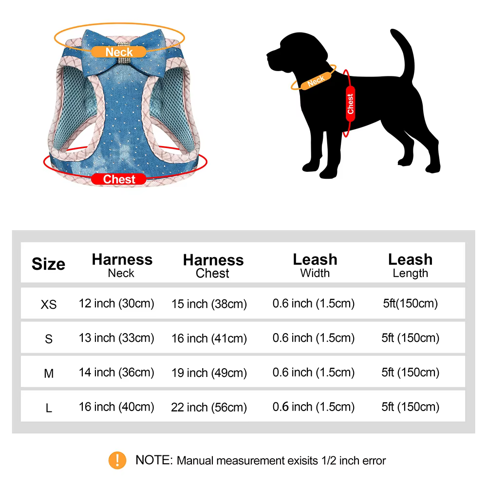 Tabla de tallas del arnés para perro y gato