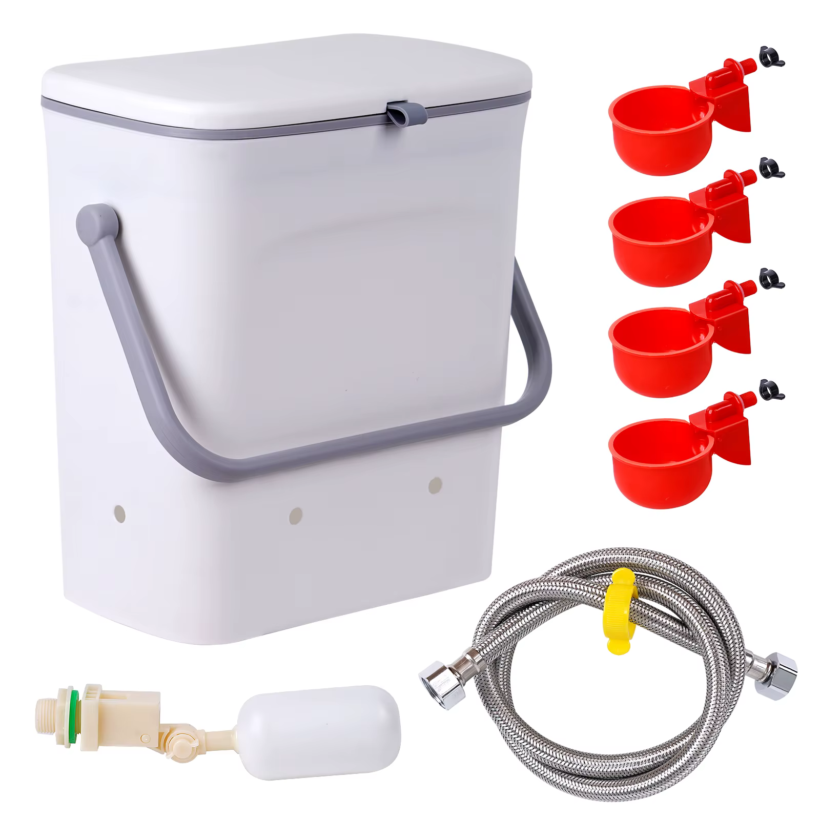 Kit alimentación y bebida para aves de corral – Cubo, cuencos, bola y tubo - imagen 2