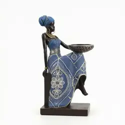 Figurita portavelas dama africana resina estilo bohemio étnico