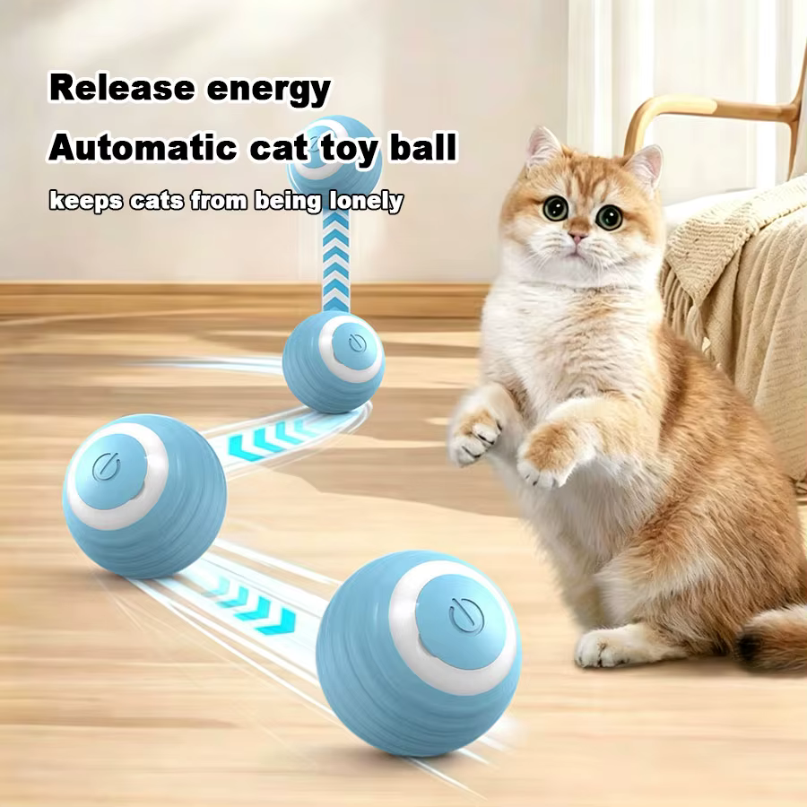 Pelota interactiva automática para gatos, juguete rodante y giratorio - imagen 2