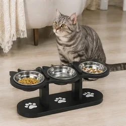 Comedero elevado para gatos y perros pequeños con acero inoxidable