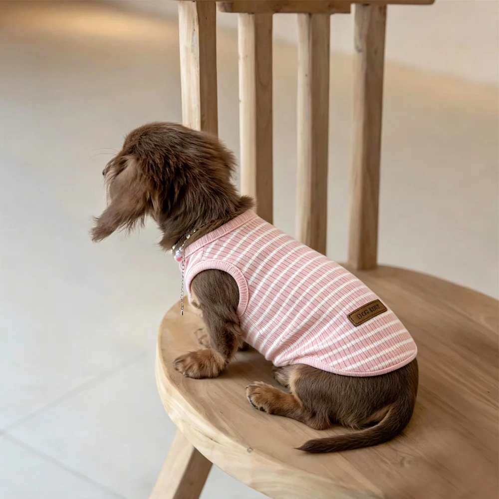 Chaleco de algodón a rayas para perro salchicha - imagen 2