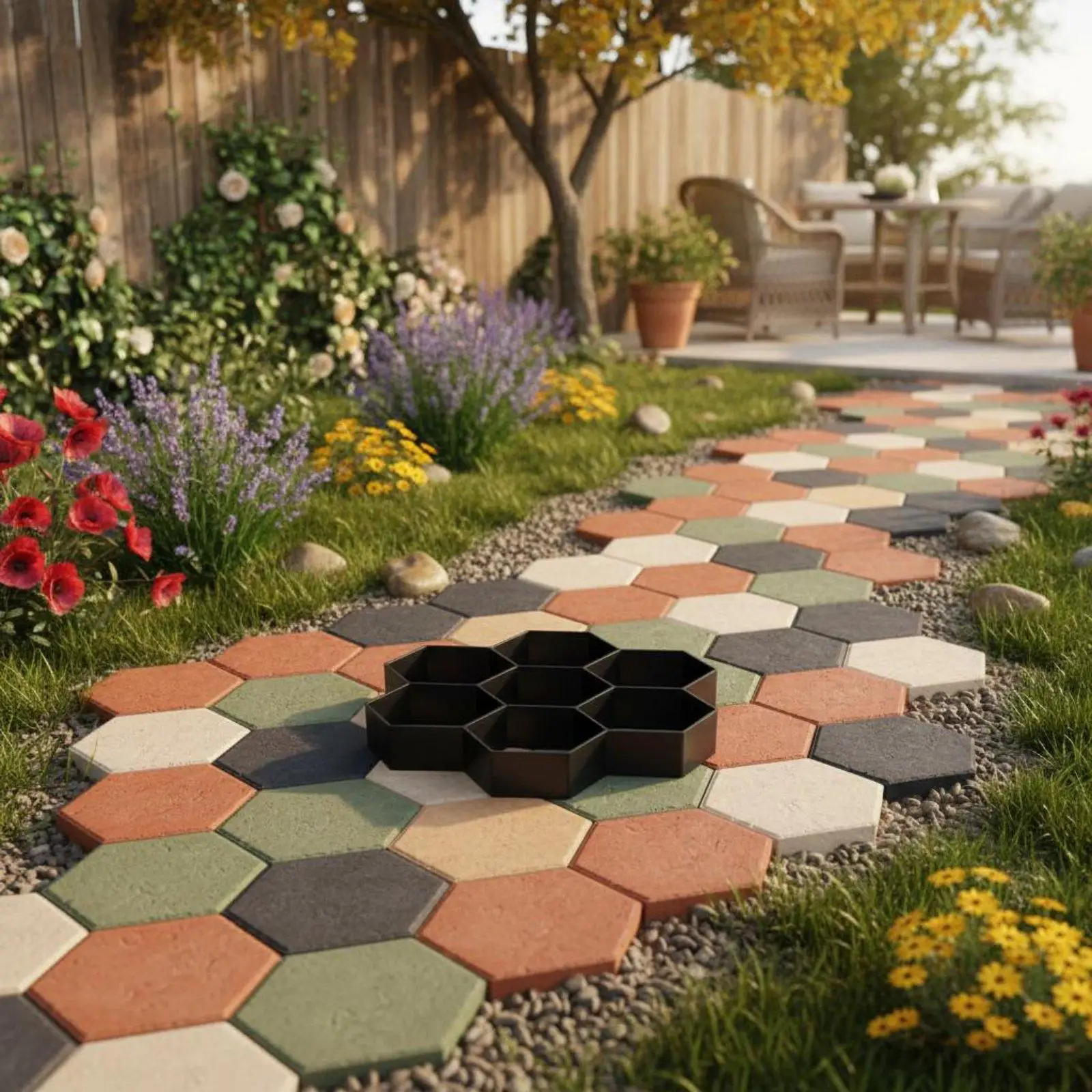 Molde hexagonal reutilizable para pavimentar patios y caminos - imagen 5