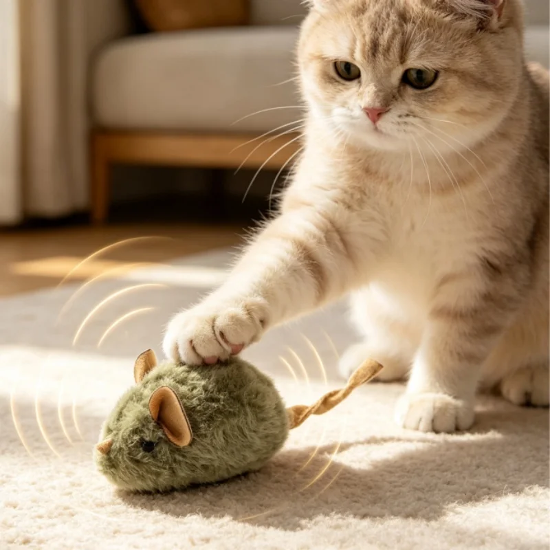 Ratón interactivo sonido pájaro para gatos – Resistente mordeduras - imagen 4