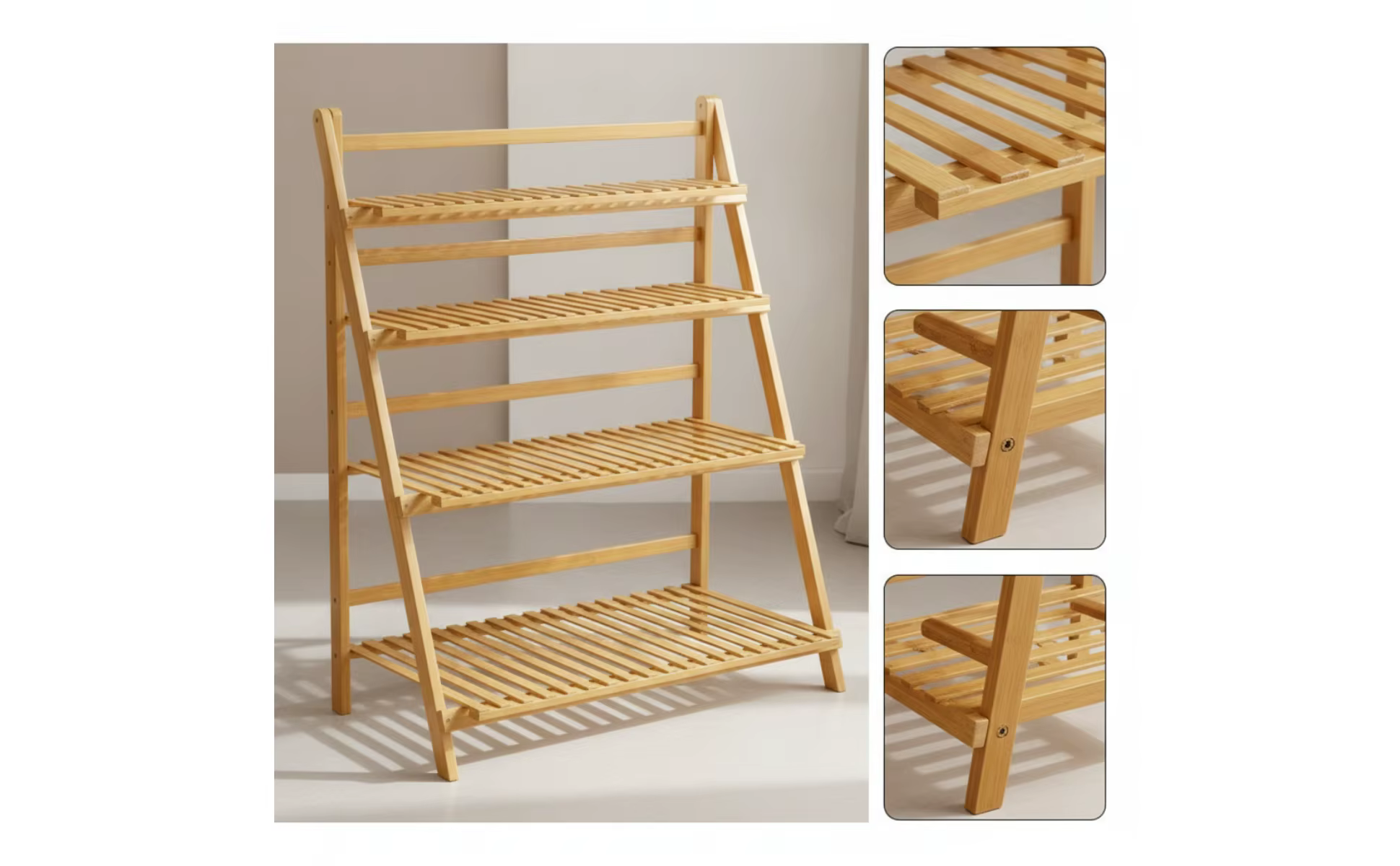Soporte para macetas plegado y desplegado