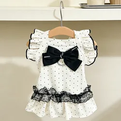 Vestido de encaje transpirable con lazo para gatos y perros