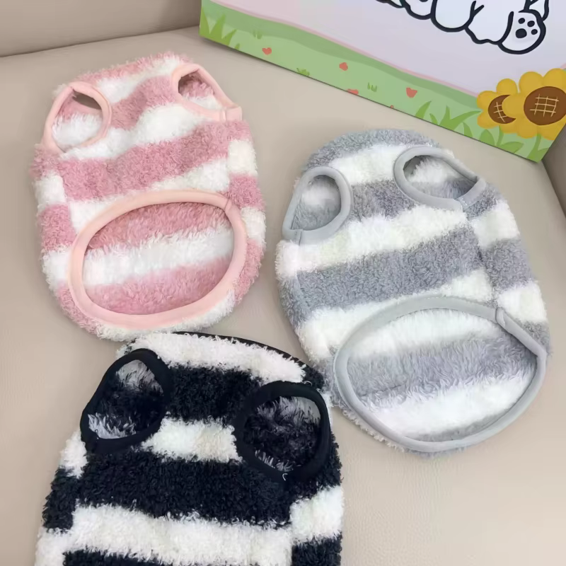Chaleco de lana a rayas para perro y gato – Sudadera con capucha - imagen 5