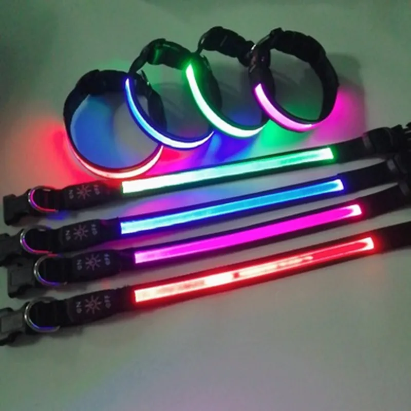 Collar LED azul en modo flash lento