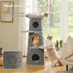 Árbol para gatos con 3 condominios, rascador y estructura metálica