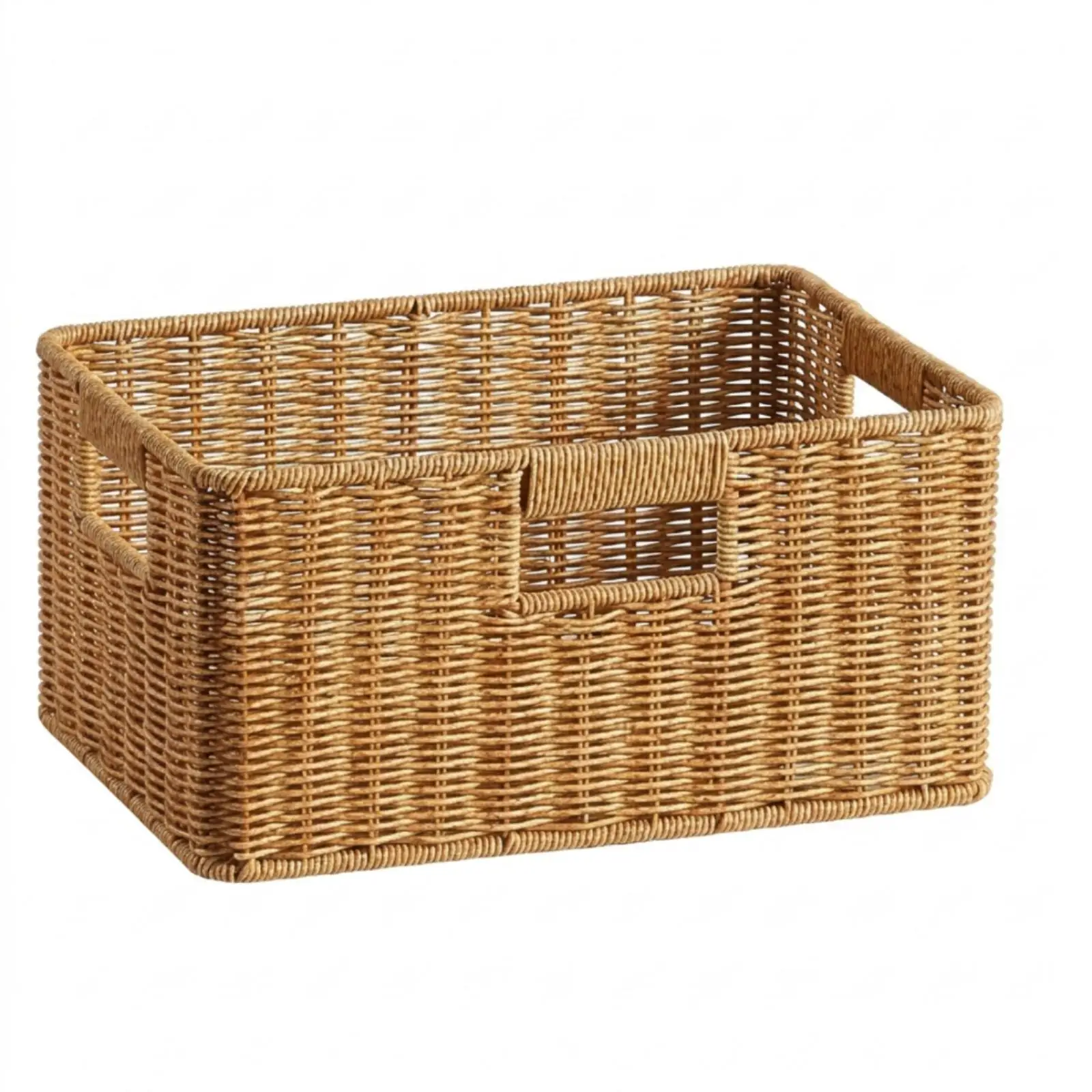 Cesta tejida con asas para organizar accesorios de baño y armario - imagen 3