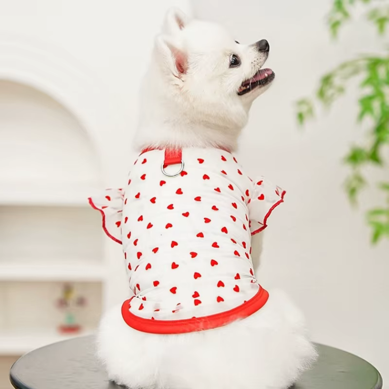 Chaleco de verano transpirable para perro y gato con corazones - imagen 3