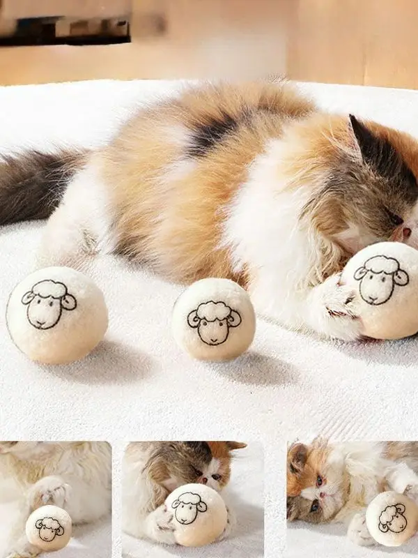 Gatito interactuando con una bola de lana