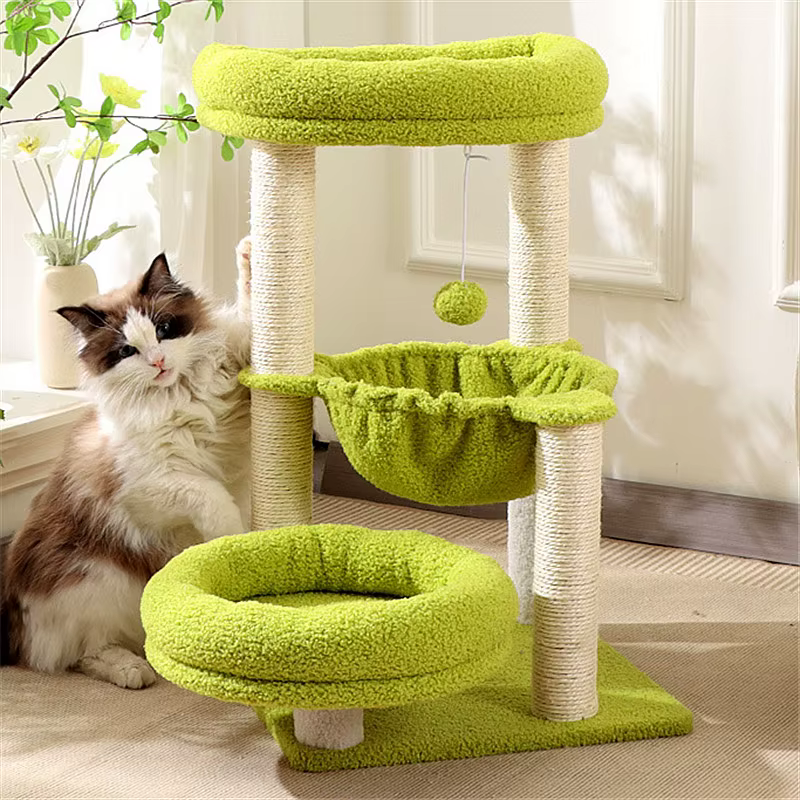 Árbol rascador para gatos de sisal y madera, protege el sofá - imagen 2
