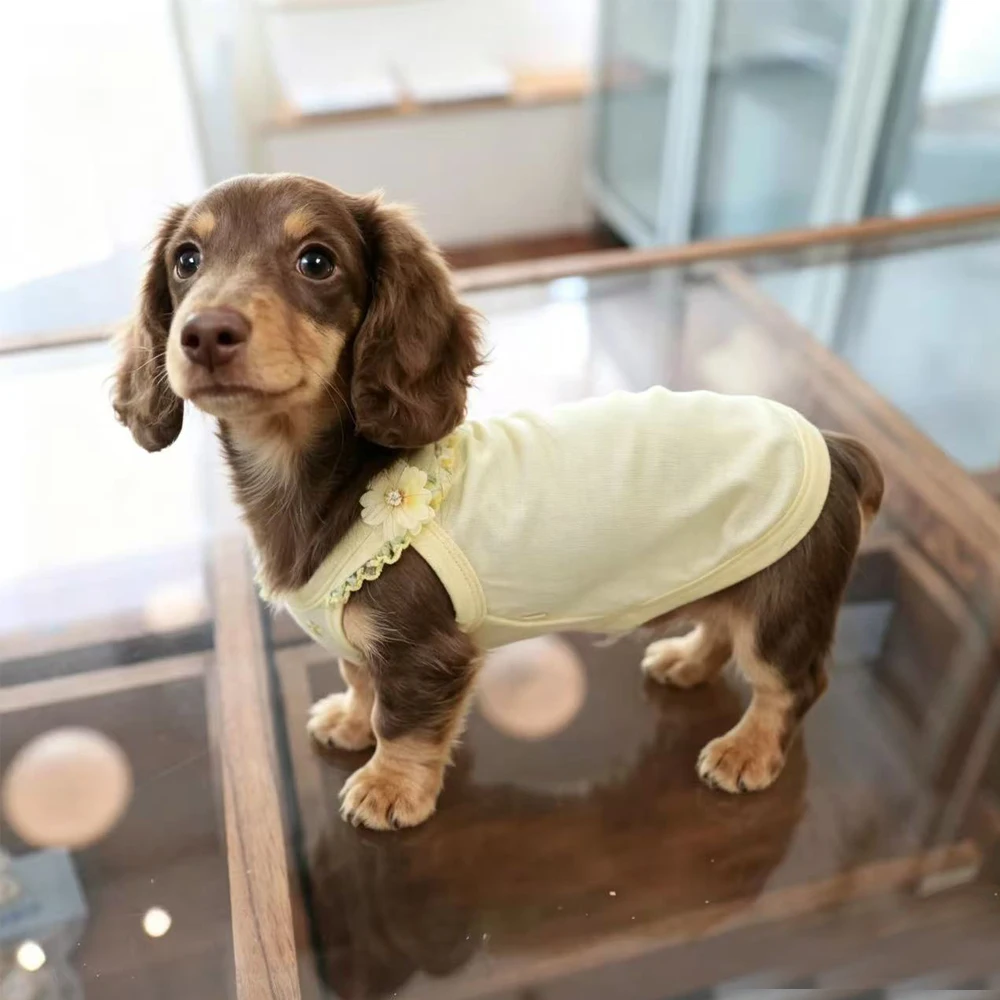 Camiseta verano algodón para perros pequeños y medianos, falda floral