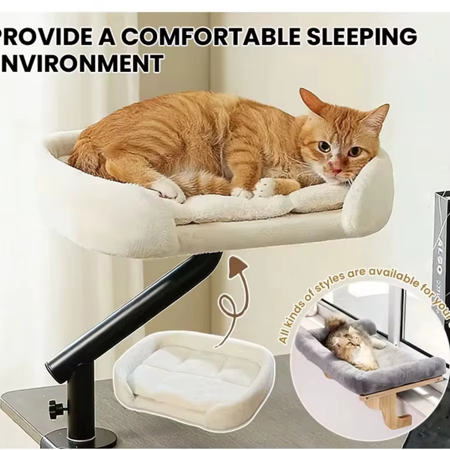 Cama para gato de escritorio con soporte giratorio 360° y cojín - imagen 2