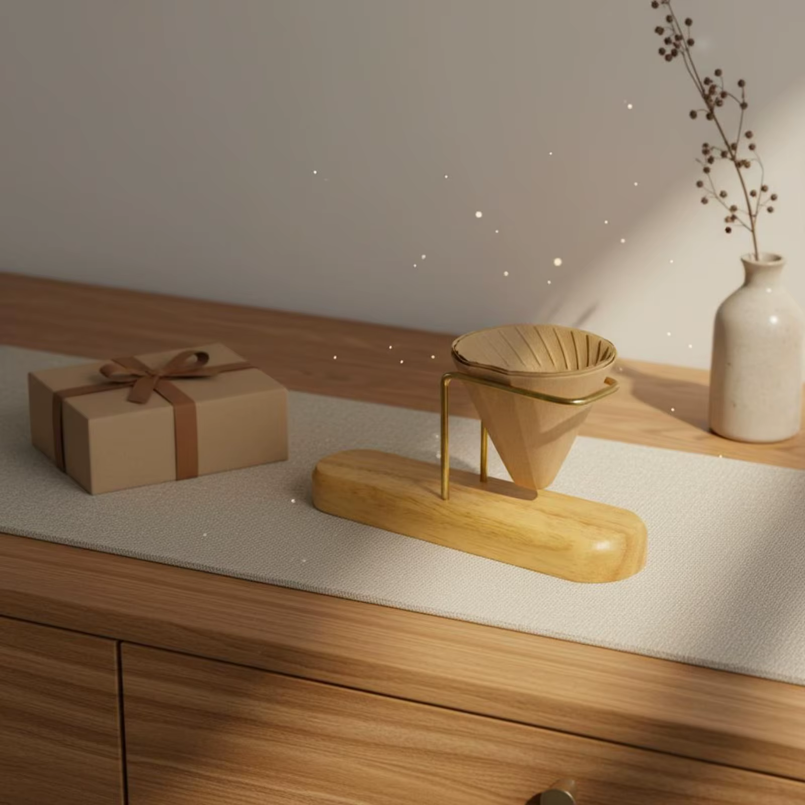 Soporte elevado de madera de nogal para comedero de gatos y perros