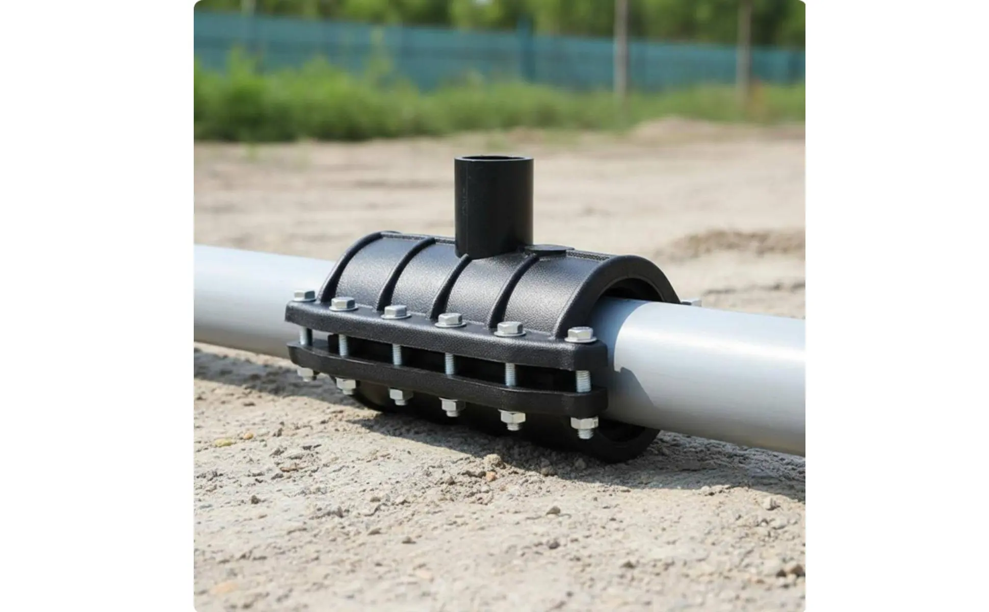 Conector de reparación de fugas con montura dividida