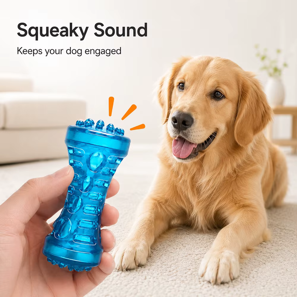 Juguete masticable apto para perros con sonido: hueso ideal cachorros