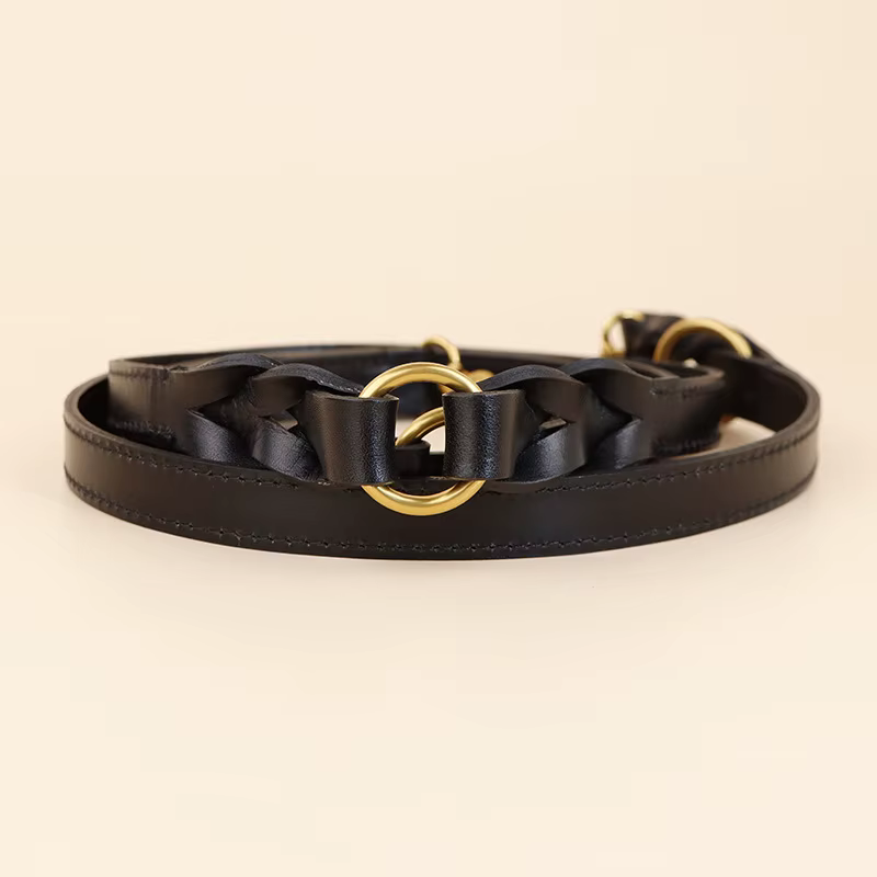 Correa de cuero trenzada para perros tipo bandolera anti tirones - imagen 4