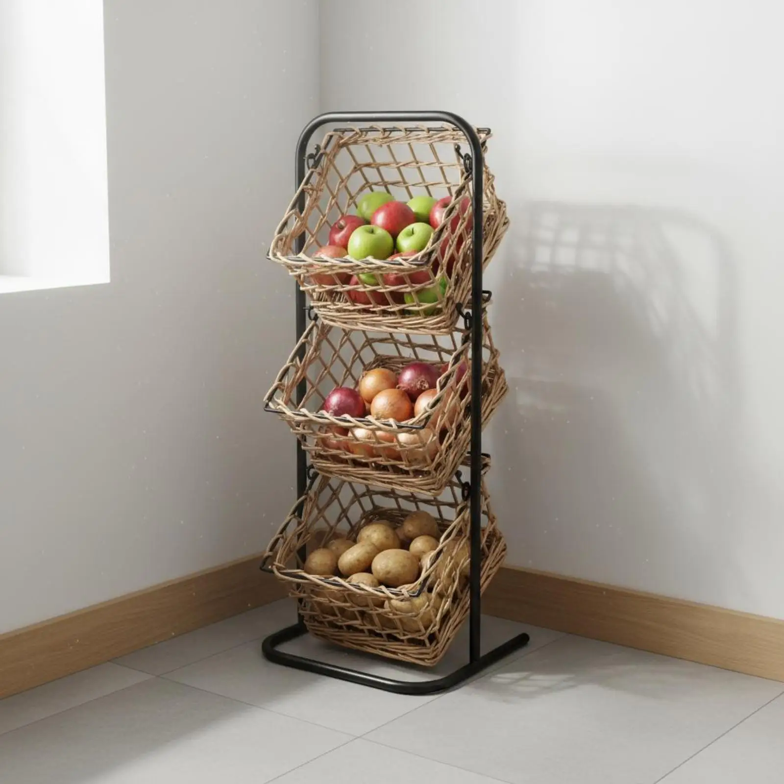 Soporte Elevado Cesta Mimbre para Perros y Gatos – Organizador Vertical - imagen 2