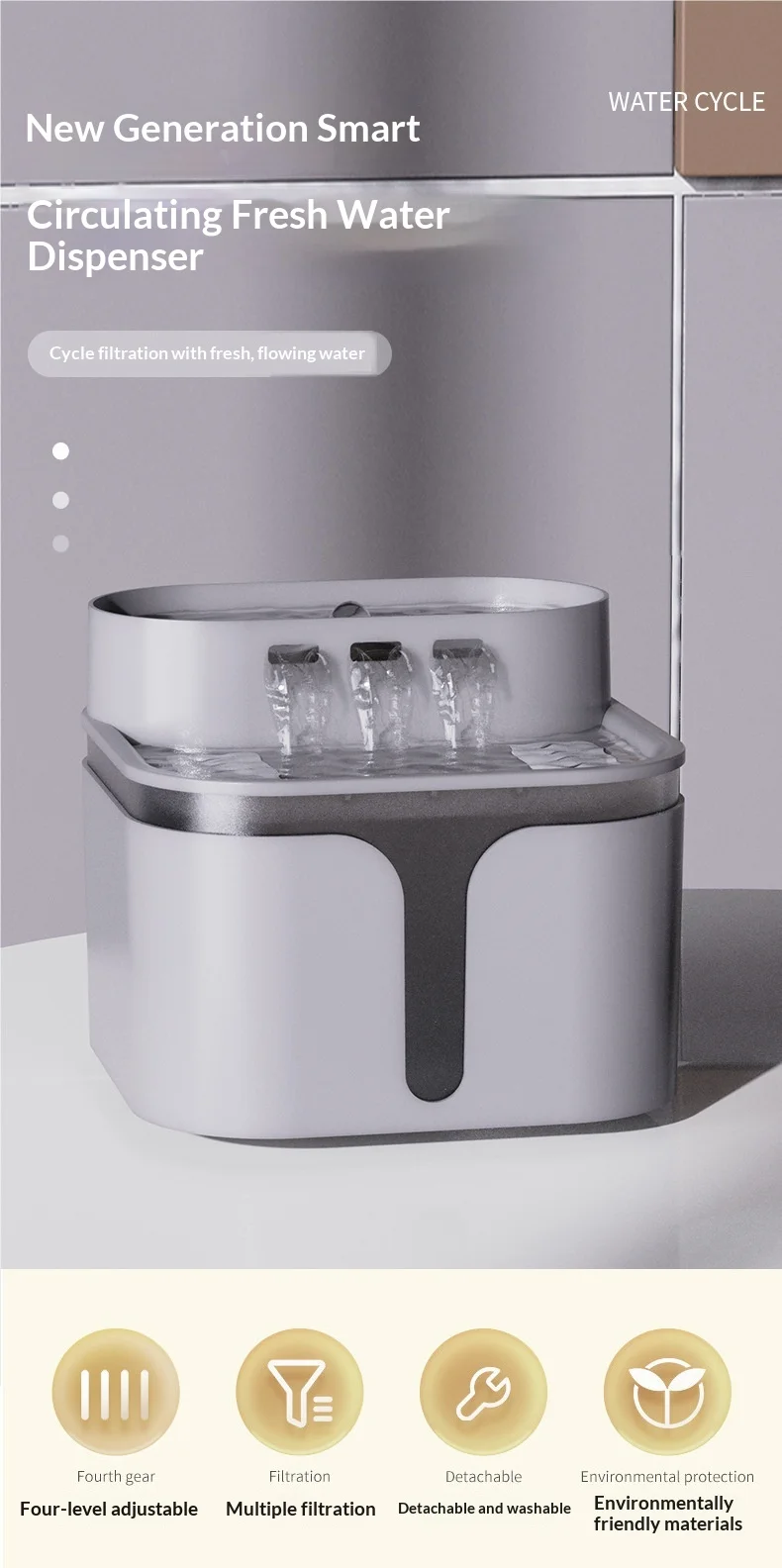 Fuente automática con diseño para interior